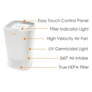 True HEPA Air Purifier with Germicidal UV Light for Small to Medium Rooms up to 250 sq.ft. - Standard