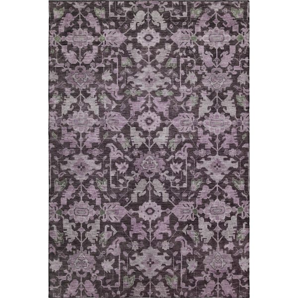 Mayfield Premium Machine Washable Abstract AMF2358 Eggplant 5 ft. x 7 ft. 6 in. Area Rug