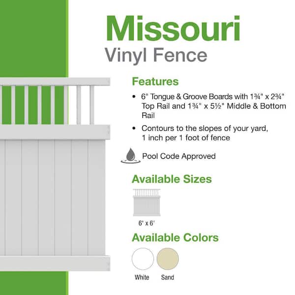 Barrette Outdoor Living Horizontal 6 ft. H x 6 ft. W White Vinyl Privacy Fence Panel (Unassembled)