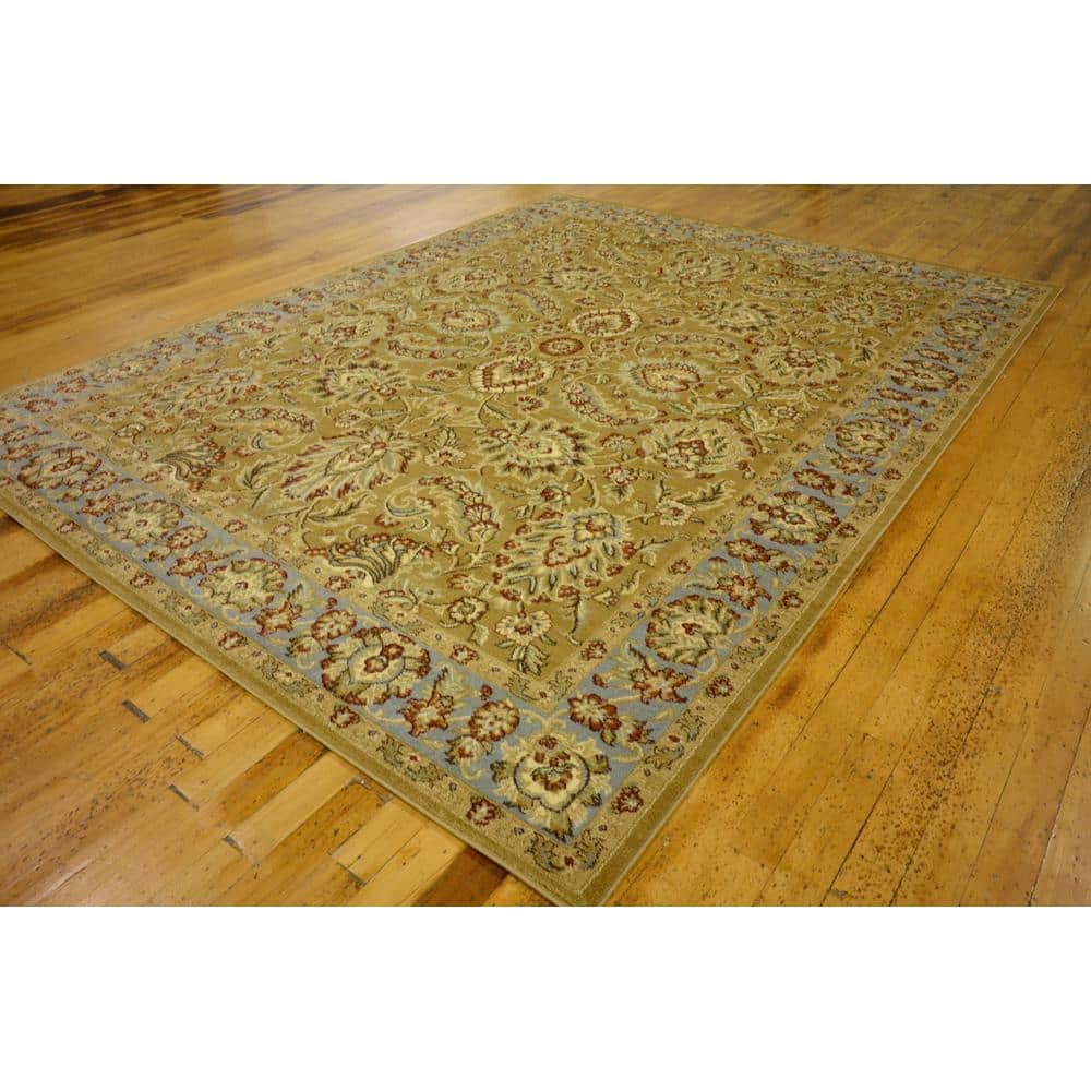 Handmade Dark Yellow Rectangular Synthetic 9' x 12' Area Rug
