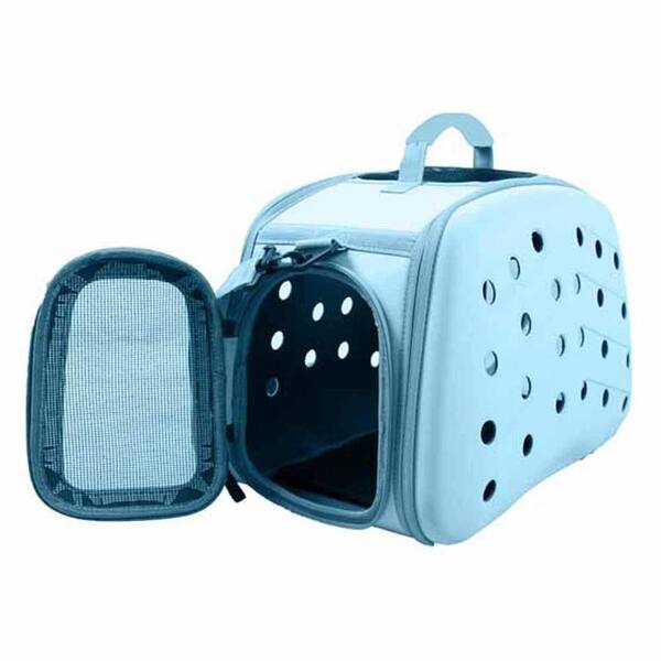 PET LIFE Narrow Shelled Perforated Lightweight Collapsible Military Grade Transportable Designer Pet Carrier
