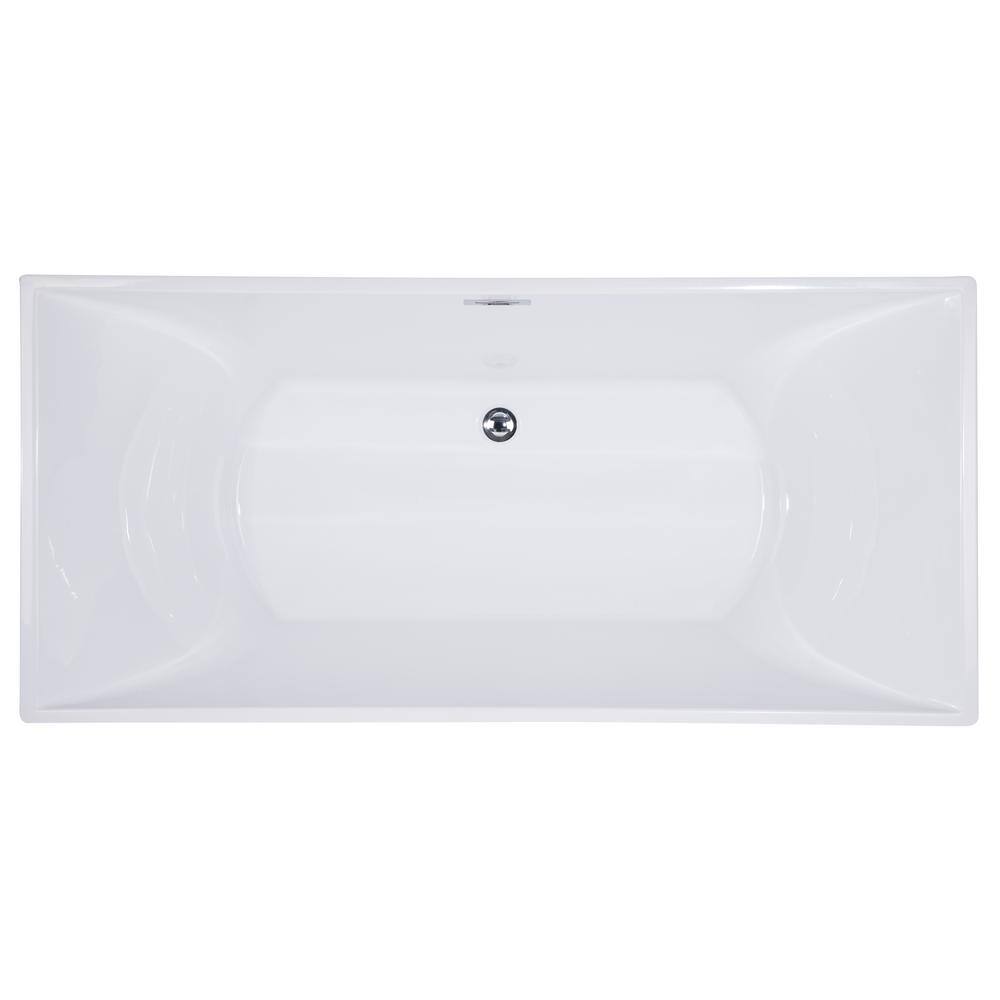 67'' White Acrylic Freestanding Soaking Bathtub