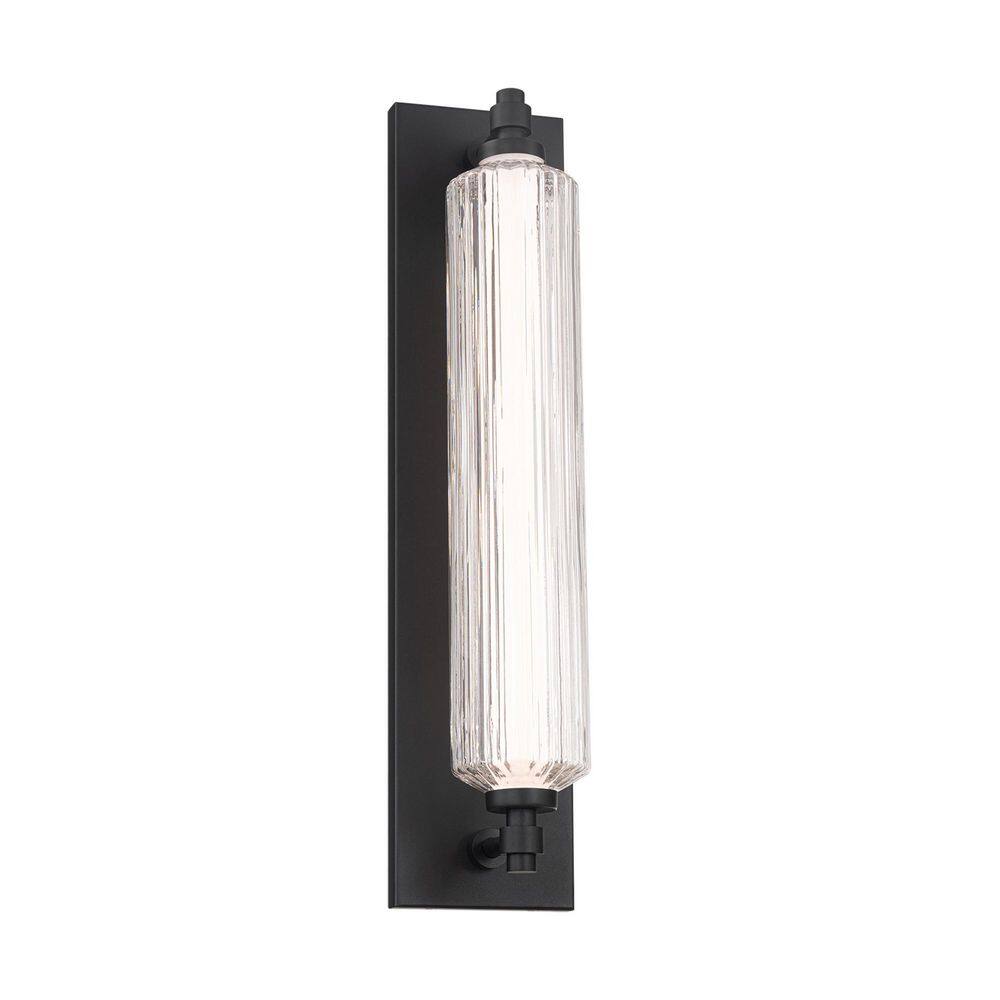 Porto 25 in. 1- Light Black Indoor/Outdoor Wall Sconce with Ribbed Glass Diffuser Integrated LED 4CCT price history on PriceWatchPro