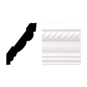 6611 11/16 in. x 3.625 in. x 96 in. Finished White PVC Rope Crown Moulding (1-Piece − 8 Total Linear Feet)