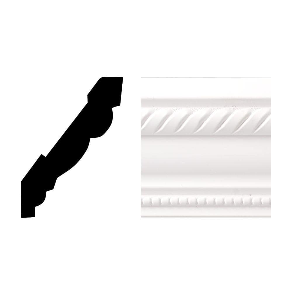 Royal Mouldings 6611 11/16 in. x 3.625 in. x 96 in. Finished White PVC Rope Crown  Moulding (1-Piece − 8 Total Linear Feet) 0661108001 - The Home Depot