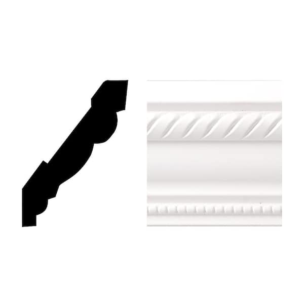 Royal Mouldings 6611 11/16 in. x  3.625 in. x  96 in. Finished White PVC Rope Crown Moulding (1-Piece − 8 Total Linear Feet)