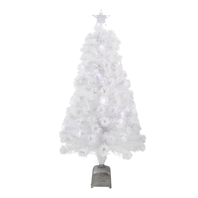4 ft. Pre-Lit LED Color Changing White Fiber Optic Artificial Christmas Tree