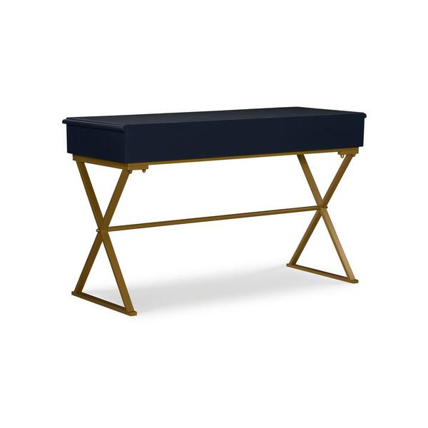 navy and gold writing desk