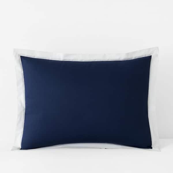 The Company Store Company Cotton Solid Border Trim Navy Cotton Standard Sham