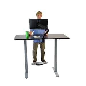 Amelia 30 in. Rectangular Black Bamboo Computer Desk with Power Outlet and Adjustable Height