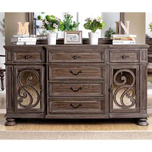 Willadeene Rustic Natural Tone Wood 68 in. Buffet Server with Drawers