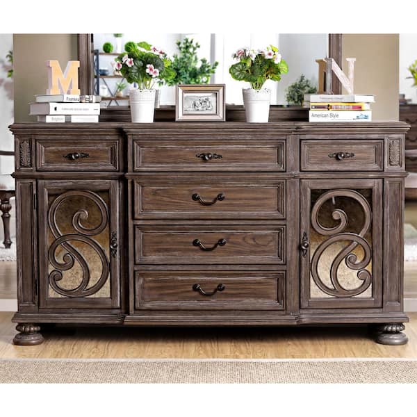Furniture of America Willadeene Rustic Natural Tone Wood 68 in. Buffet Server with Drawers