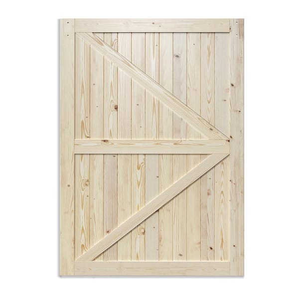 60 in. x 84 in. K Model Wood Unfinished Spruce Interior Barn Door Slab (No Hardware Included)