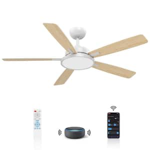 2-pack T5 52 in. Smart Indoor White Ceiling Fan with Dimmable LED Light Compatible with Google Home Alexa App Control