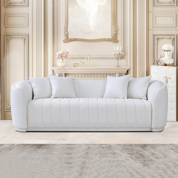 Ashcroft Furniture Co Trewe 92 in. W Round Arm Boucle Fabric