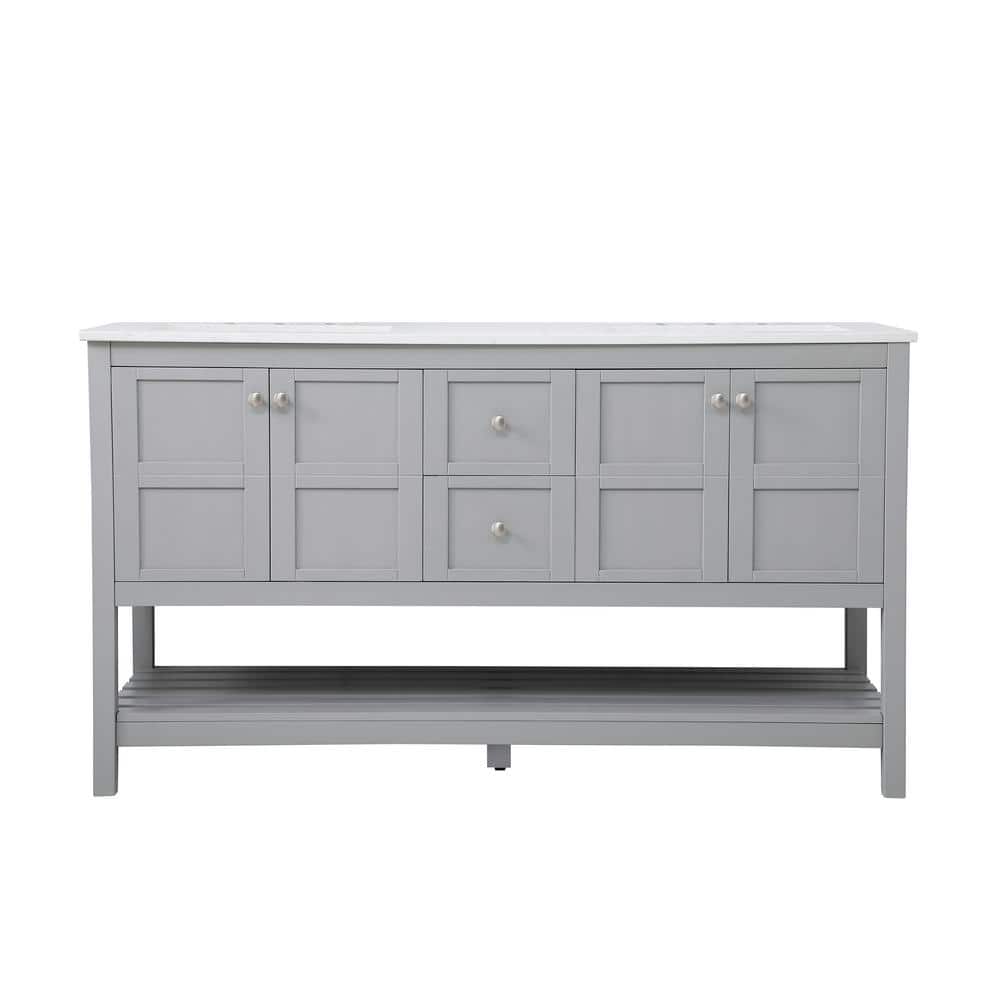 Timeless Home 60 in. W x 22 in. D x 34 in. H Single Bathroom Vanity in Gray