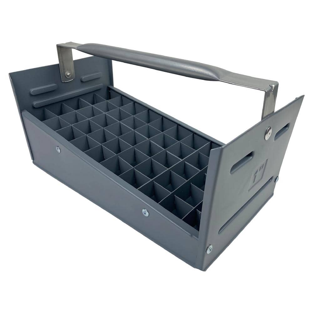 50-Compartment Gray Polyethylene Portable Plumbing Nipple Caddy Small Parts