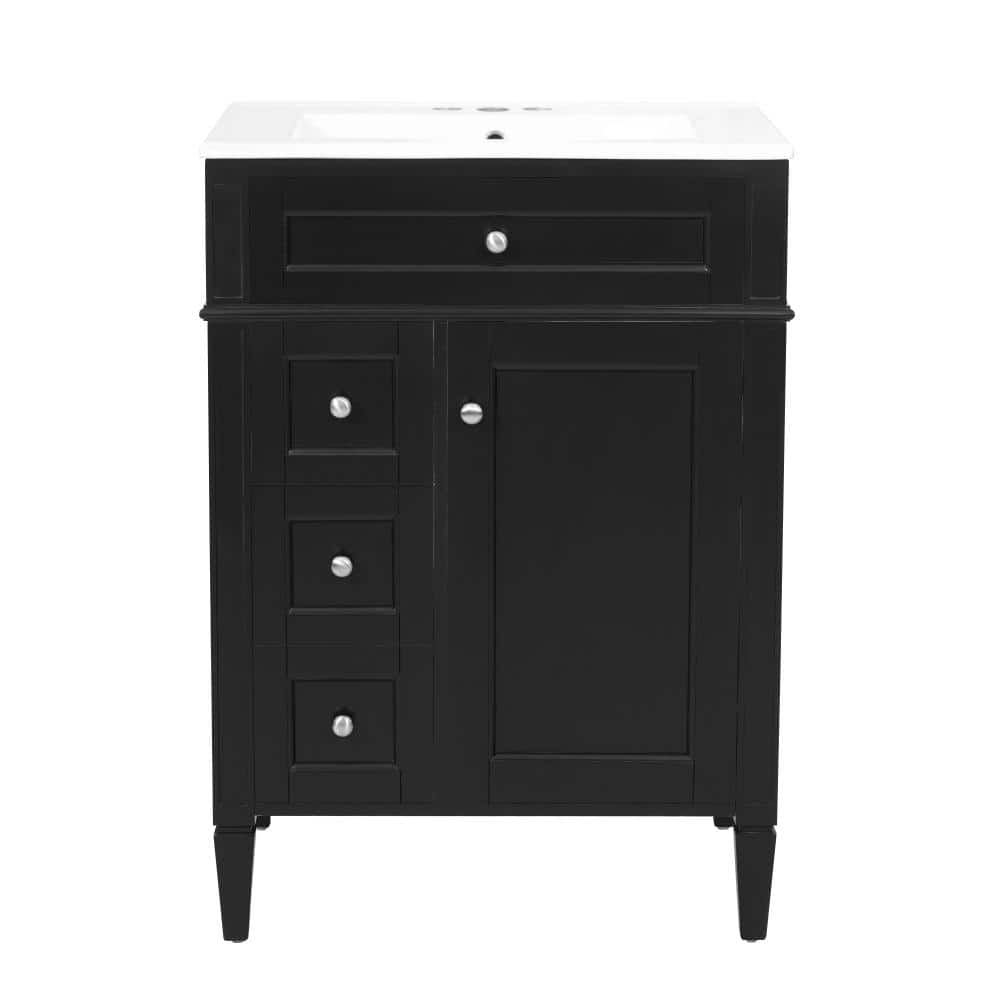 24 in. Freestanding Black Bath Vanity with White Ceramic Top Unassembled price history on PriceWatchPro