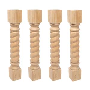 35.25 in. x 5 in. Unfinished Solid North American Hardwood Rope Kitchen Island Leg (4-Pack)