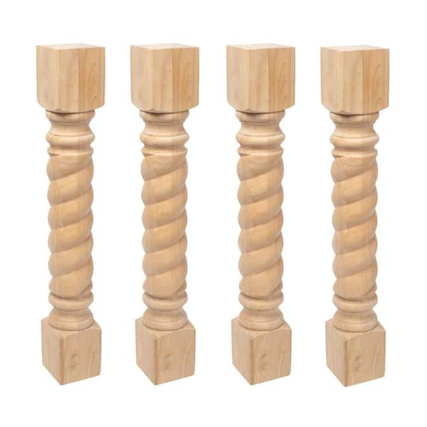 American Pro Decor 35.25 in. x 5 in. Unfinished Solid North American Hardwood Rope Kitchen Island Leg (4-Pack)
