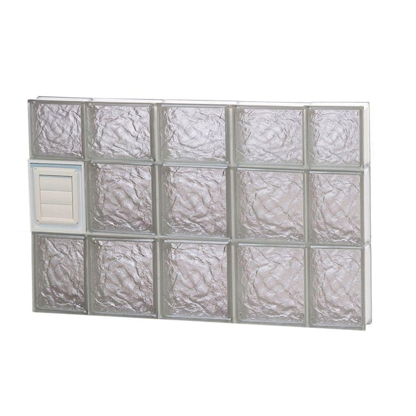 Clearly Secure 34.75 in. x 21.25 in. x 3.125 in. Frameless Ice Pattern Glass Block Window with Dryer Vent