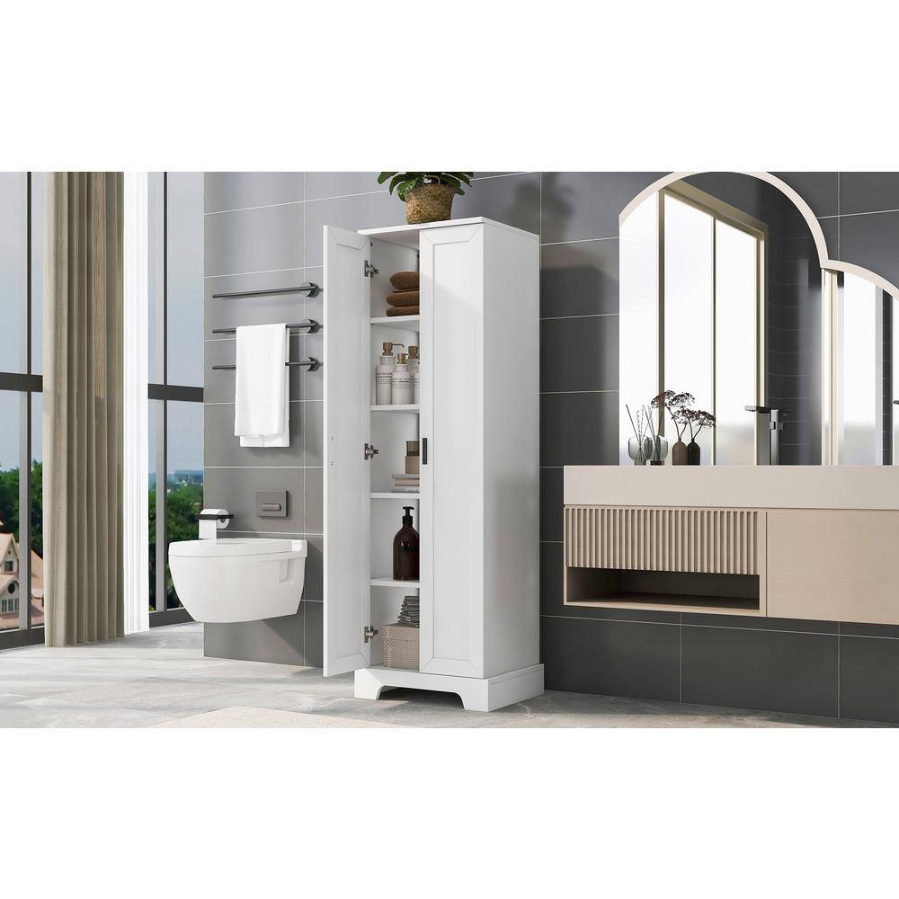 23 in. W x 17 in. D x 71 in. H White MDF Linen Cabinet with 2-Doors