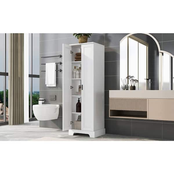 Unbranded 23 in. W x 17 in. D x 71 in. H White MDF Linen Cabinet with 2-Doors
