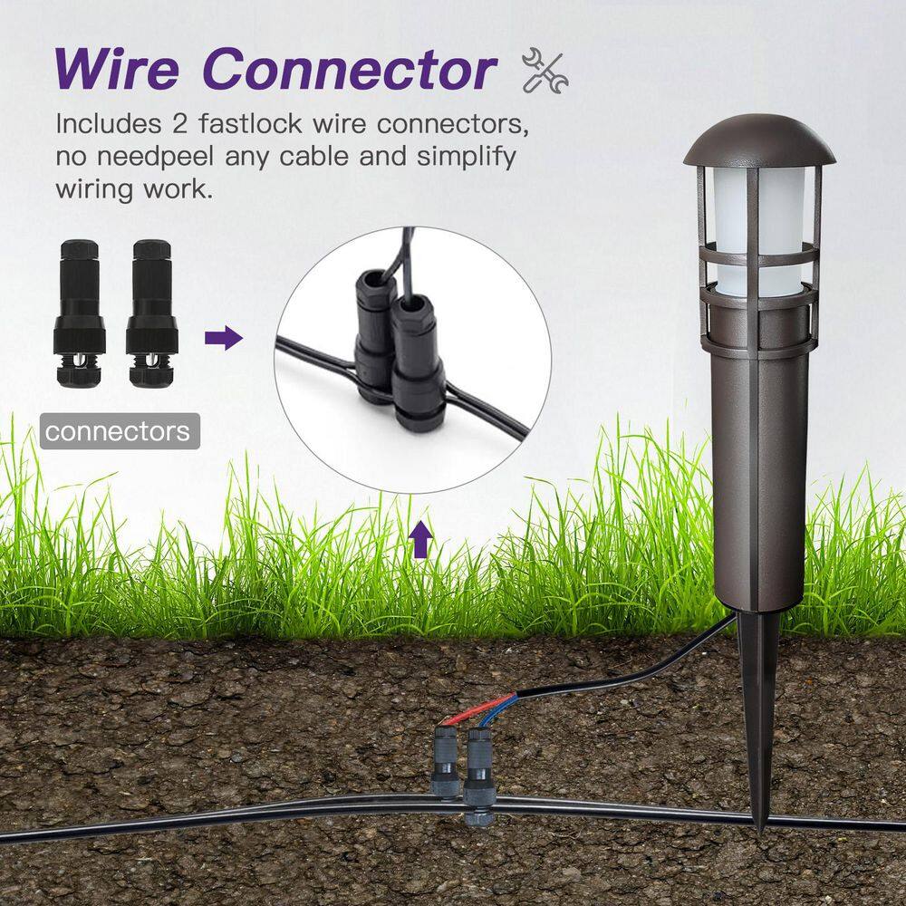 Bronze Aluminum LED Pathway Lights with Clear Glass Lens, 4-Pack