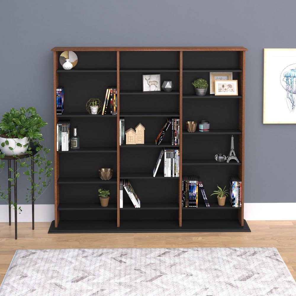 Cherry and Black Triple Width Media Storage Tower