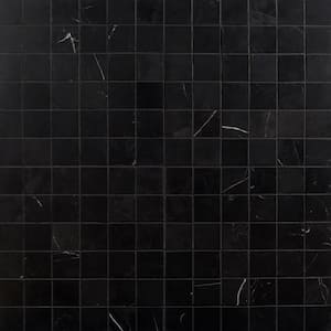 Blackout Nero Marquina 11.81 in. x 11.81 in. Square Honed Marble Floor and Wall Mosaic Tile (0.96 sq. ft./Each)