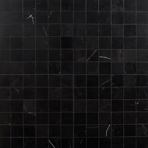 Ivy Hill Tile Blackout Nero Marquina 11.81 in. x 11.81 in. Square Honed Marble Floor and Wall Mosaic Tile (0.96 sq. ft./Each)