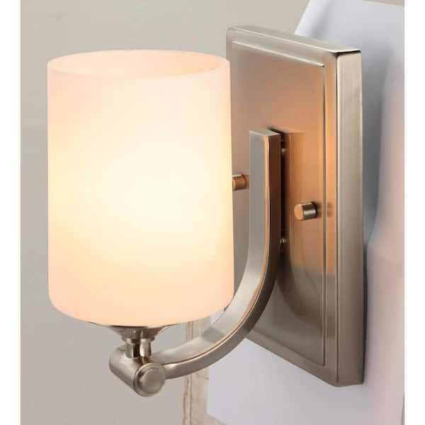 Hampton Bay Ashurst 1-Light Brushed Nickel Wall Sconce with Switch  JIB8401AX-02/BN - The Home Depot