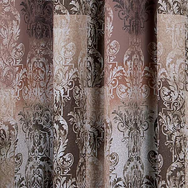 Vogue 50 in. W x 63 in. L Polyester Room Darkening Window Panel in Brown