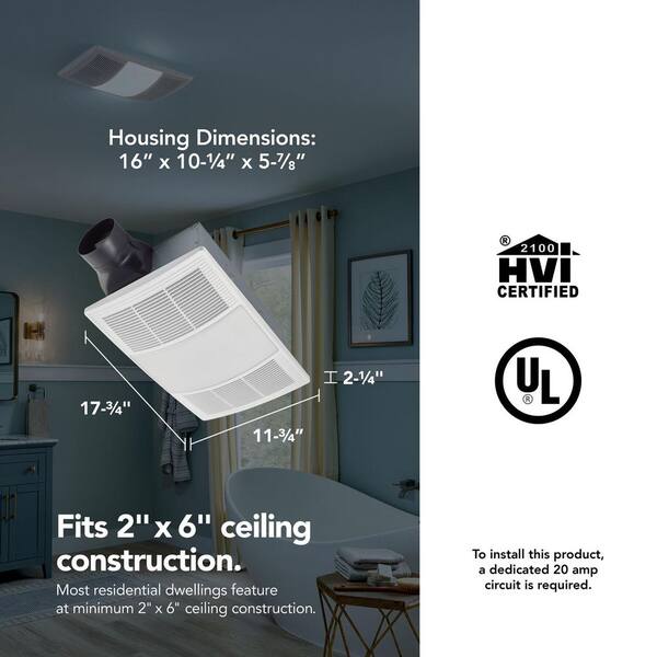 Light And Fan Combo Saranna 12-Inch Bathroom Exhaust Fan With