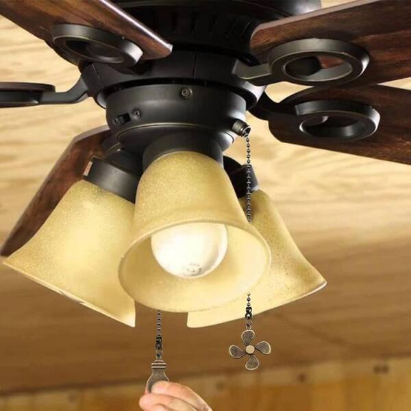 Ceiling Fan Pull Chain Set, 4Pcs Light Bulb And Fan Pattern Pull Chain