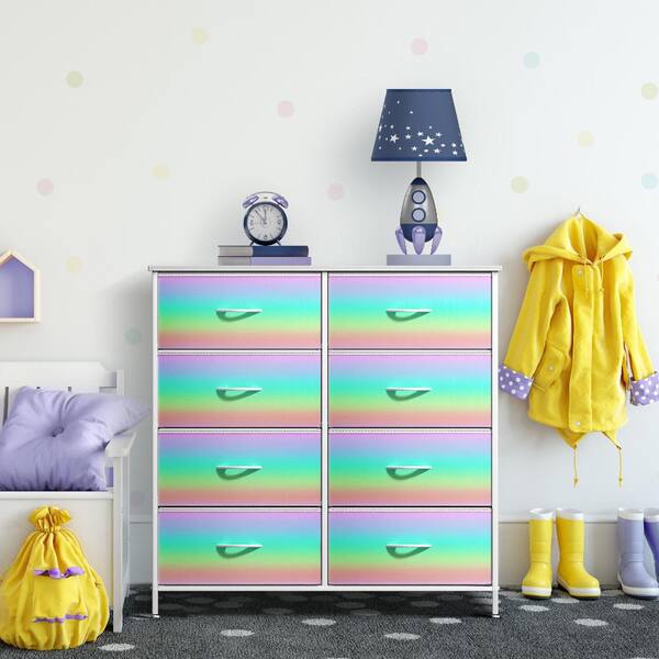 colorful dresser Monterey Furniture Floral High Boy this color scheme complements pastel rainbow decor Sorbus 8-drawer 31.5 in. Wide