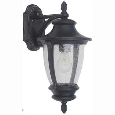 Wilkerson 14.13 in. 1-Light Black Outdoor Wall Lantern Sconce