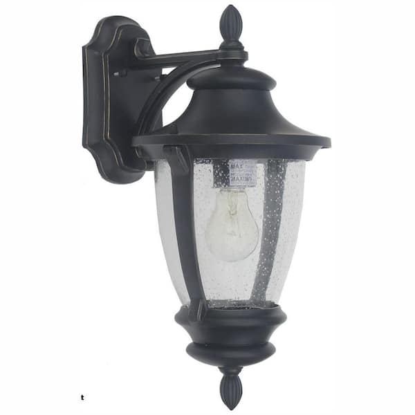Home Decorators Collection Wilkerson 14.13 in. 1-Light Black Outdoor Wall Lantern Sconce