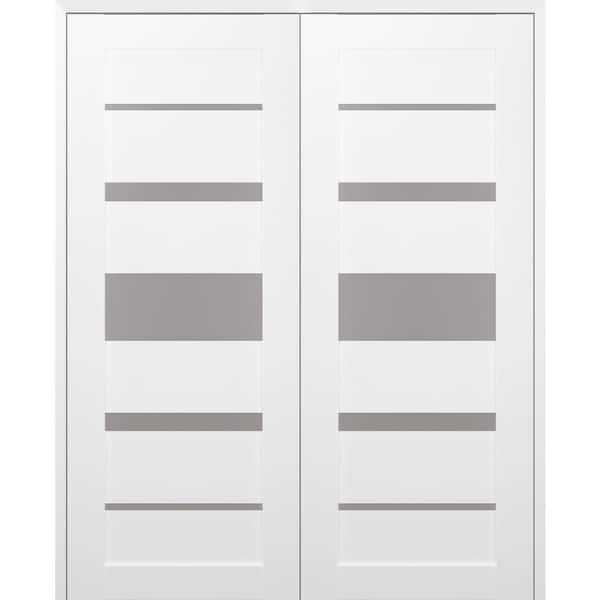 Belldinni Kina 72 in. x 96 in. Both Active 5-Lite Bianco Noble Wood Composite Double Prehung Interior Door