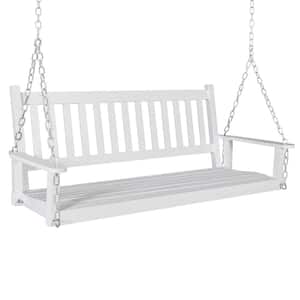 5 ft. White Outdoor Wooden Porch Swing