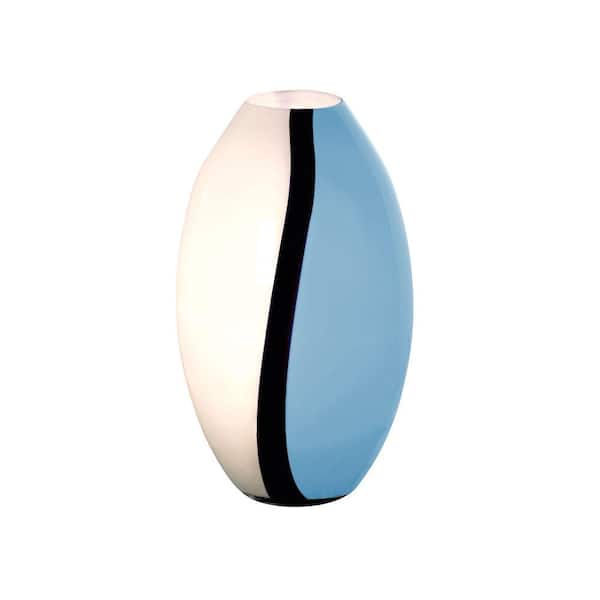 EGLO Empori 14.2 in. Powder Blue/Black/White Glass Table Lamp