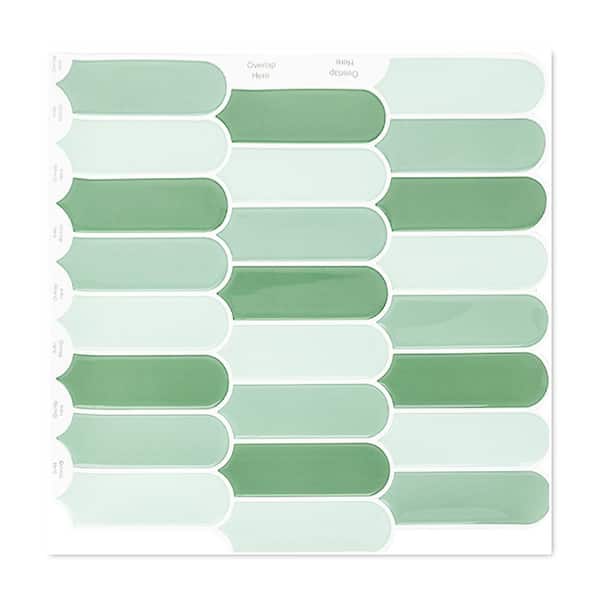 ilemong 10-Pack 12 in. x 12 in. Self-Adhesive Vinyl Wall Tiles Stick on Backsplash for Kitchen, Bathroom in Green