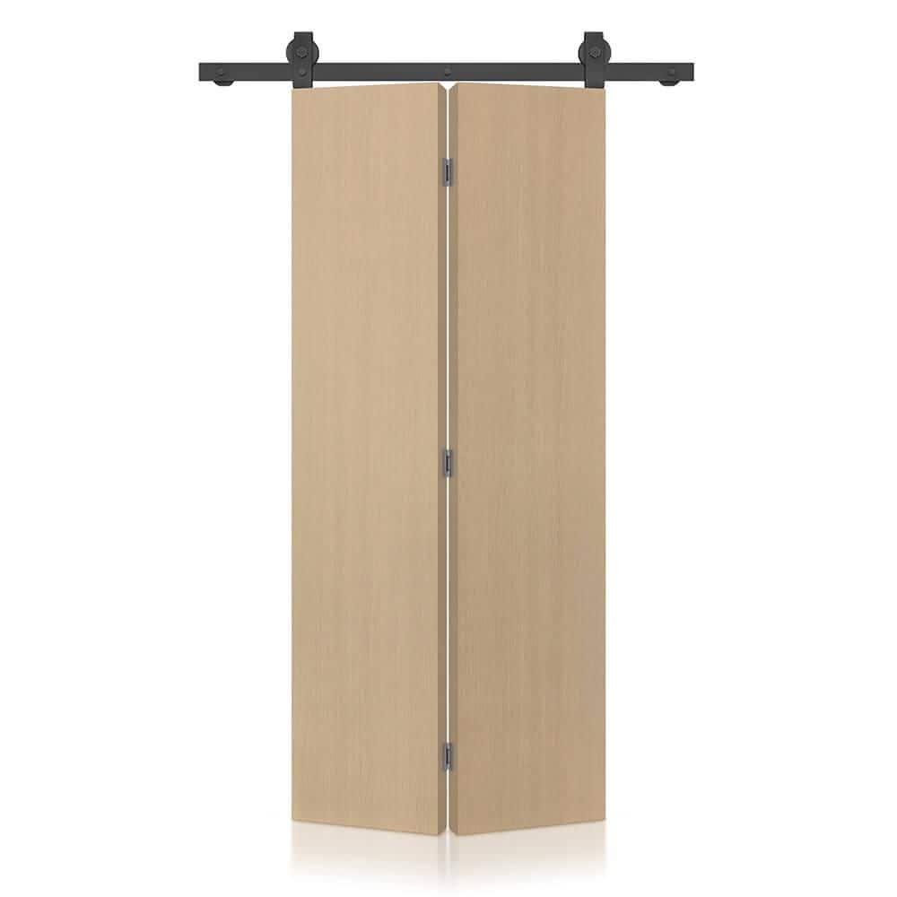 34 in. x 94 in. Hollow Core Oak Composite Textured Bi-Fold Door with Sliding Barn Door Hardware Kit price history on PriceWatchPro