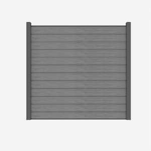 Complete Kit 6 ft. x 6 ft. Embossed Gray WPC Composite Fence Panel with Bottom Squared Holders and Post Kits (1-set)