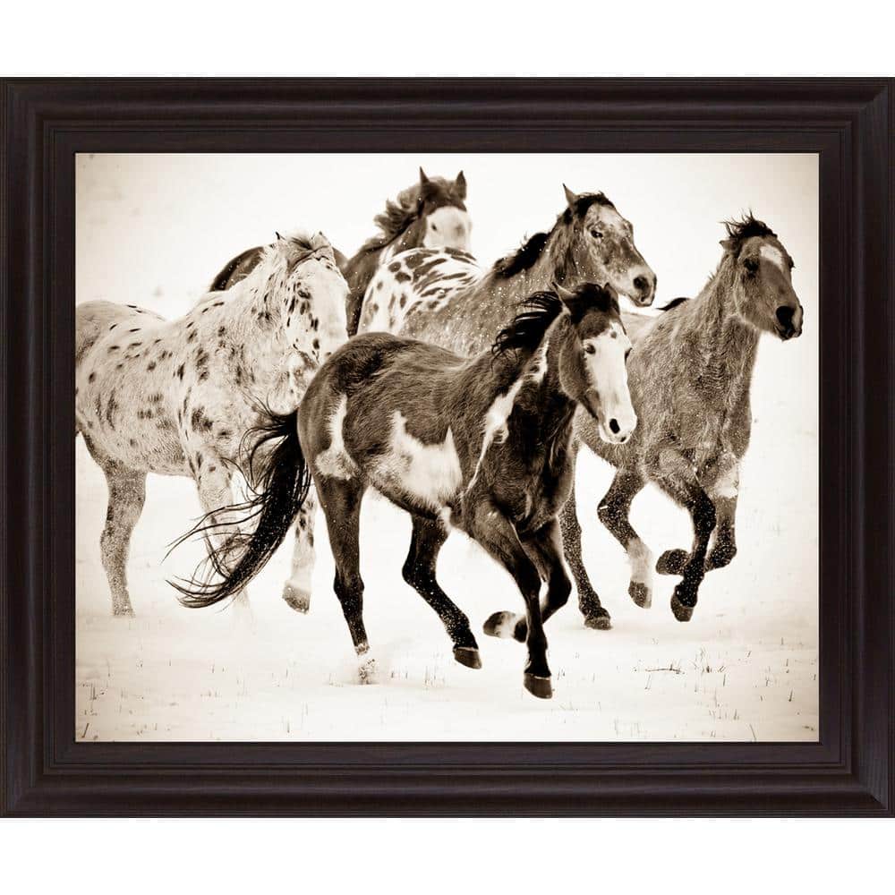 28 in. x 34 in. Painted Horses Run by Carol Walker Framed Print Wall Art - Classy Art 5424, image size:1000x1000