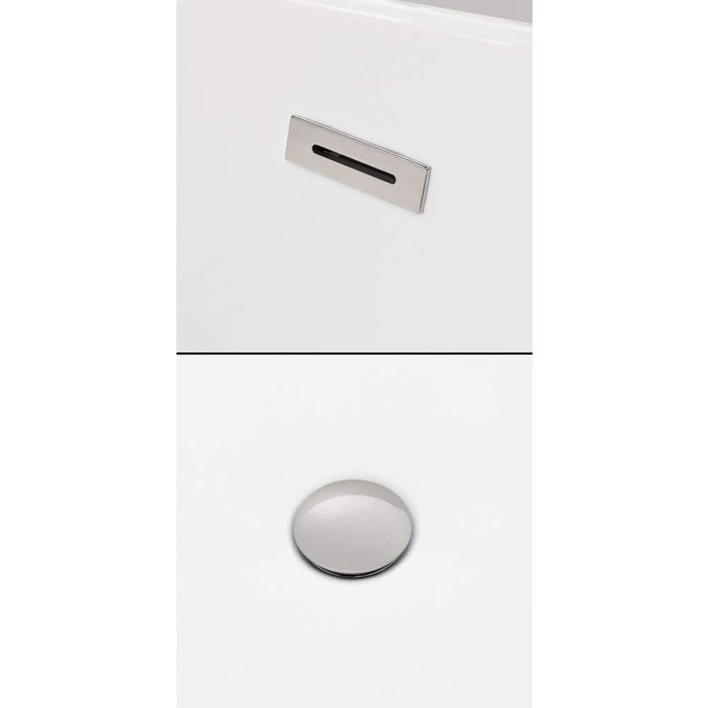 Soho 60 Inch White Acrylic Freestanding Bathtub with Brushed Nickel Trim