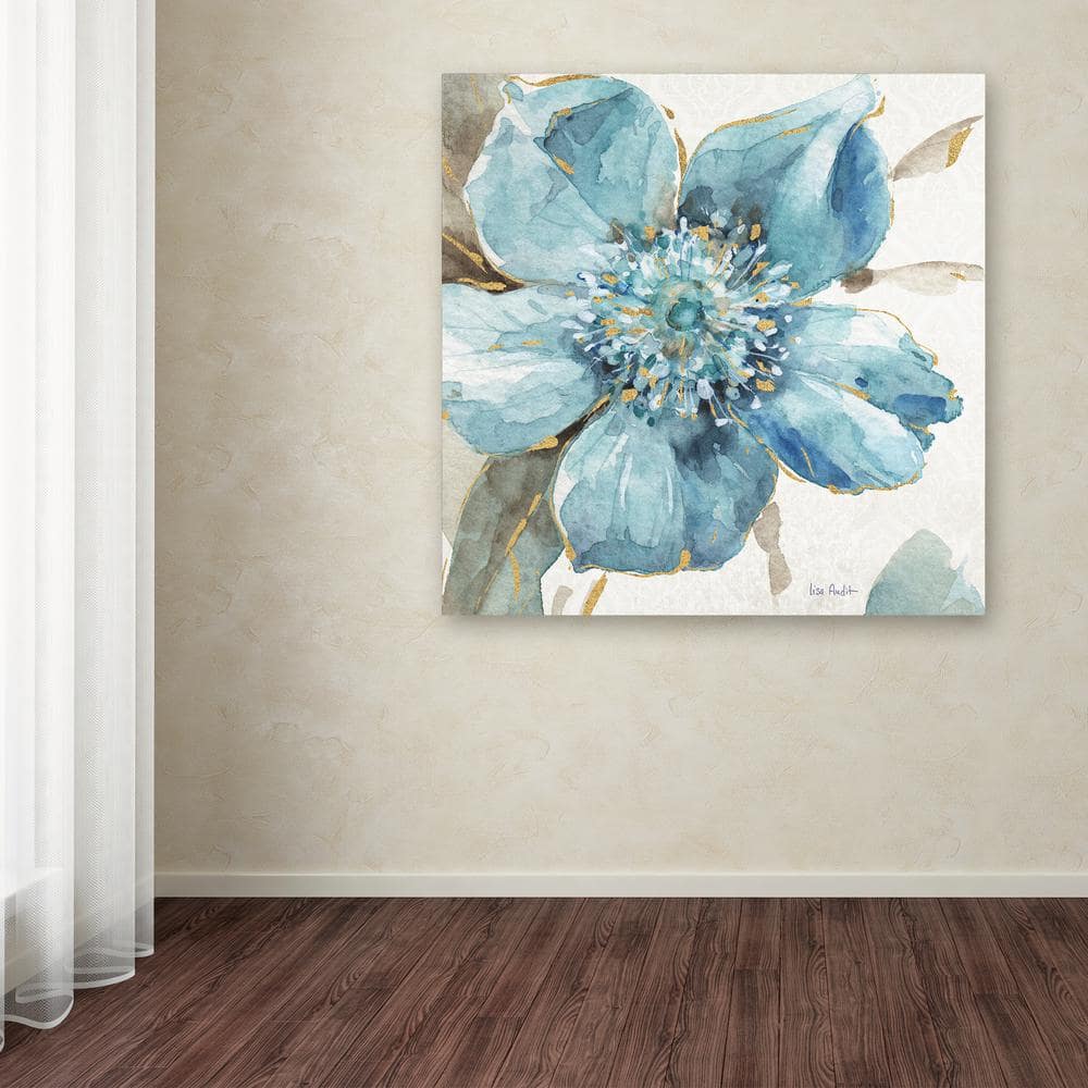 Lisa Audit Indigold VI Blue and Gold Floral Canvas Art