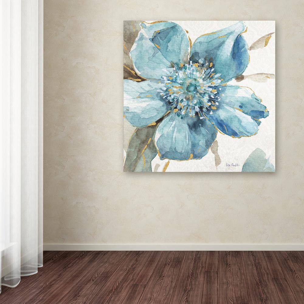 Lisa Audit Indigold VI Blue and Gold Floral Canvas Art