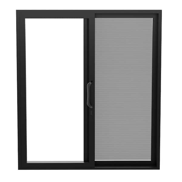72 in. x 80 in. Matte Black Universal Handing Aluminum Sliding Patio Door with Aluminum Frame and Lockset