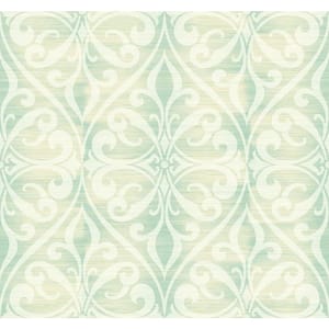 Chambon Ogee Metallic Beige, Sage, and Off-White Paper Strippable Roll (Covers 60.75 sq. ft.)